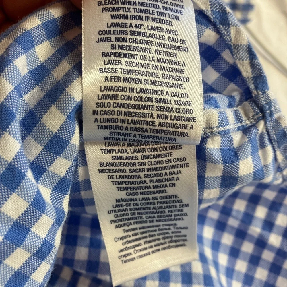 Ralph Lauren Blue and White Gingham Button Down Shirt